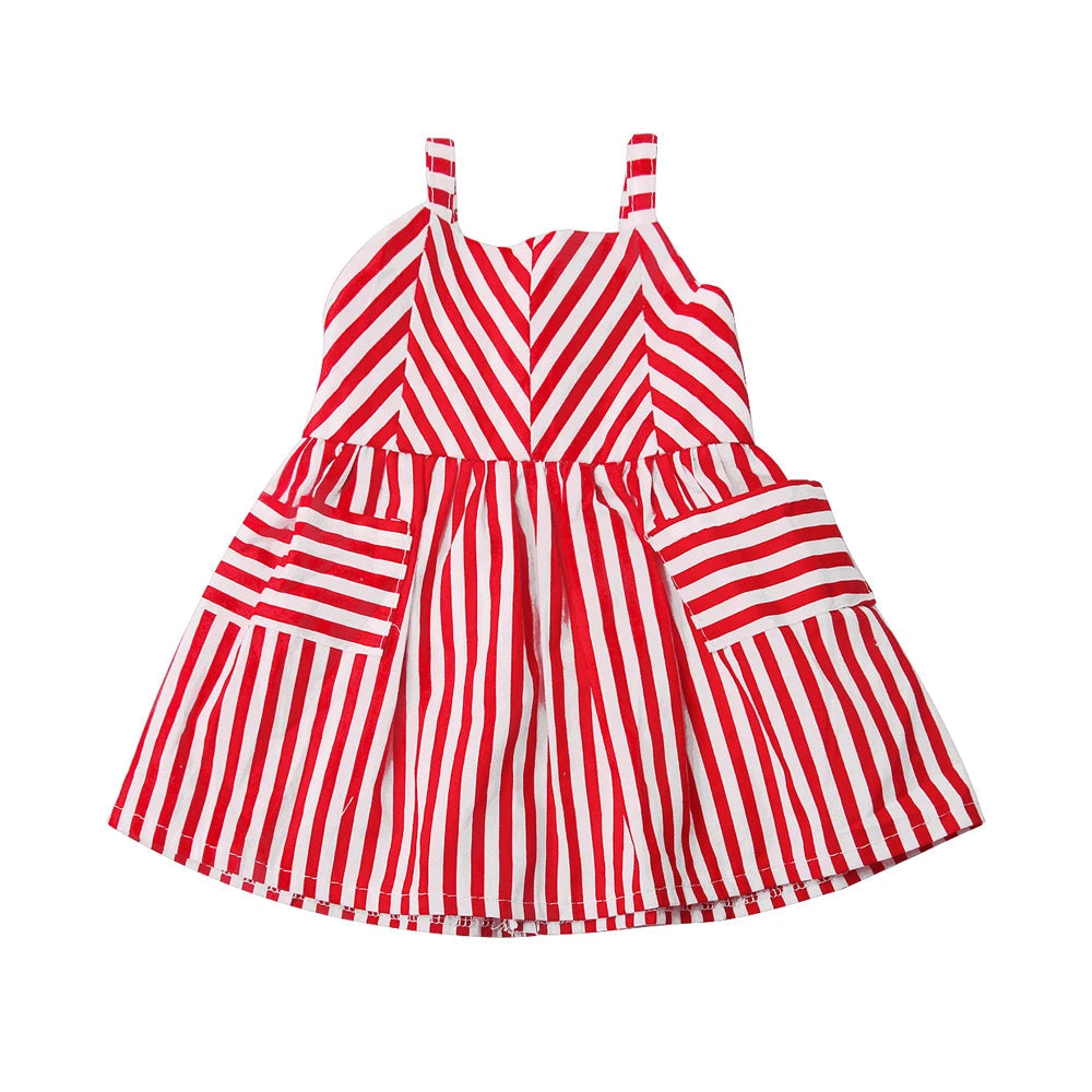 Summer Red and White Pinstripe Dress for 18 in Dolls