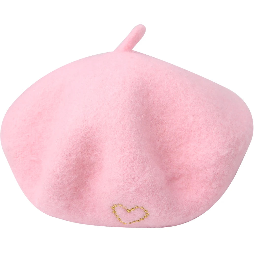 Sweet Heart Embroidered Beret for 18 in Dolls