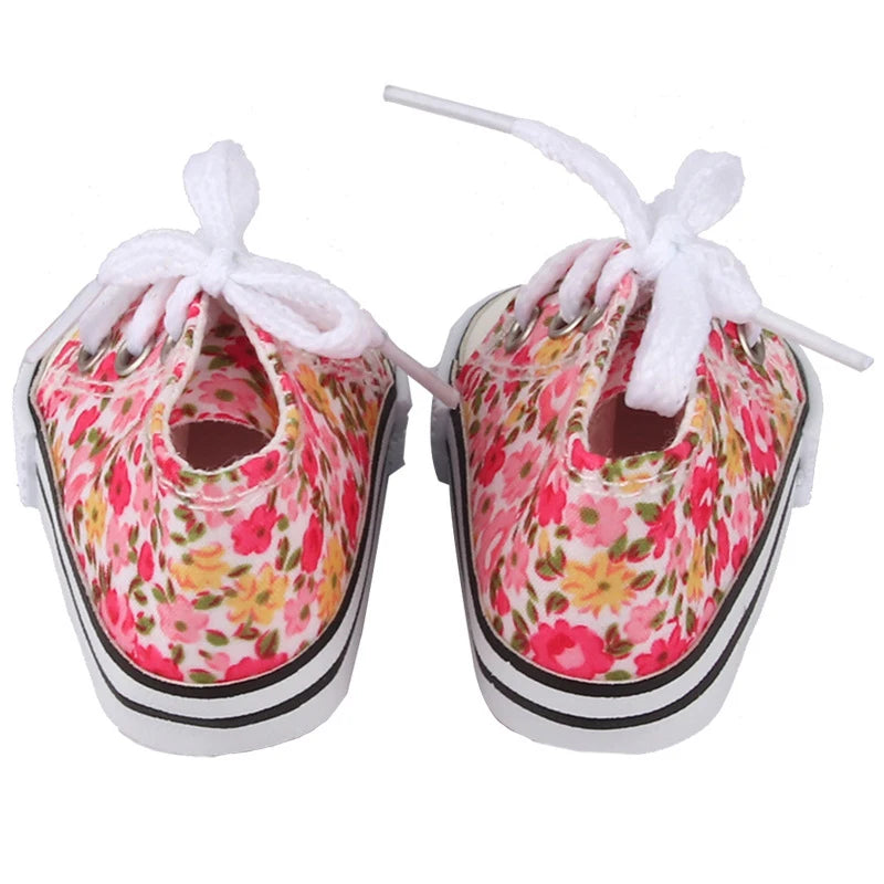 Floral Canvas "Converse" Inspired Shoes for 18 in Dolls