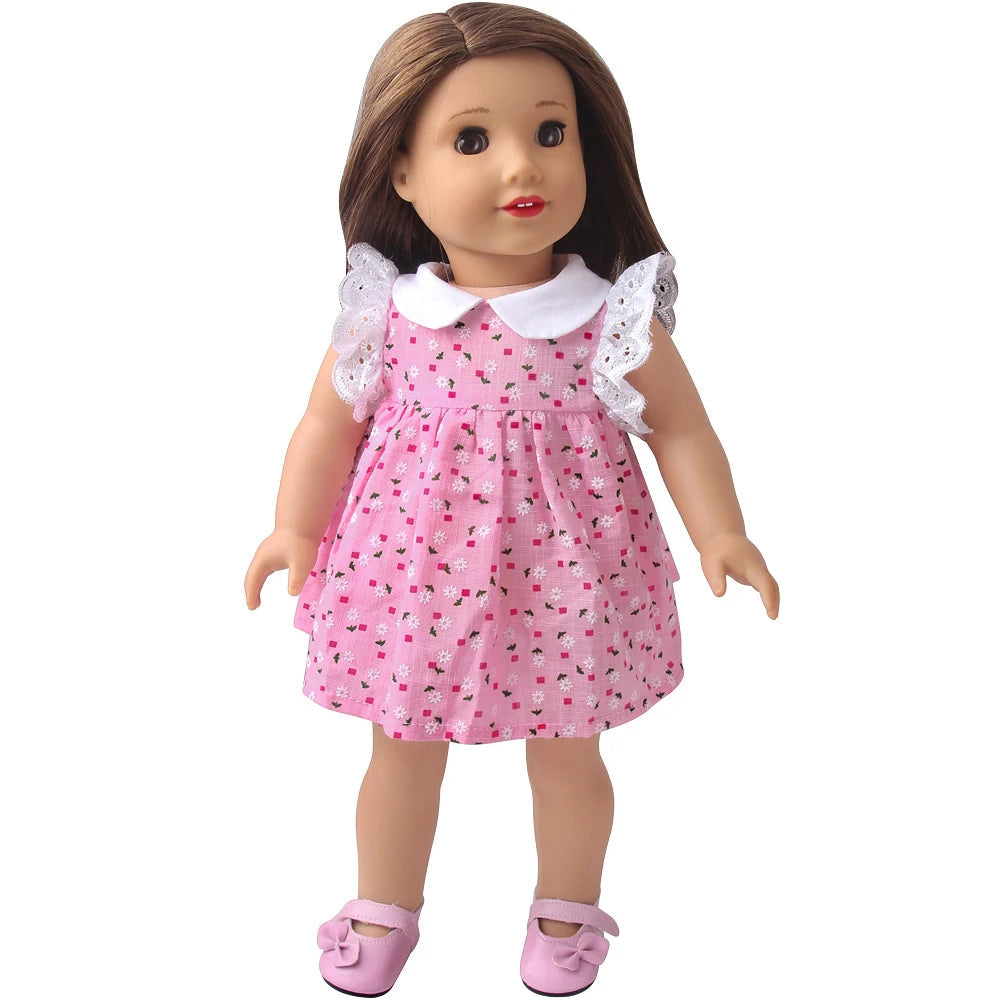 Pink Floral Babydoll-Style Dress for 18 Inch Dolls