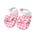 Pink Gingham Bow Sandals for 18 Inch Dolls