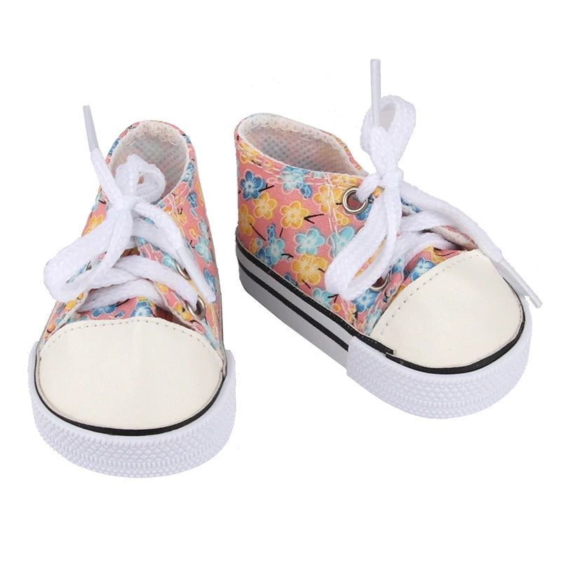 Floral Canvas "Converse" Inspired Shoes for 18 in Dolls