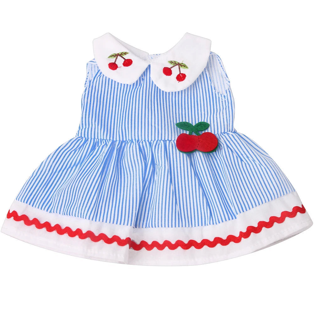 Pretty Pinstripe Cherry Dress for 18 in Dolls