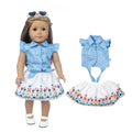Blue Top and Printed Skirt Set for 18 in Dolls