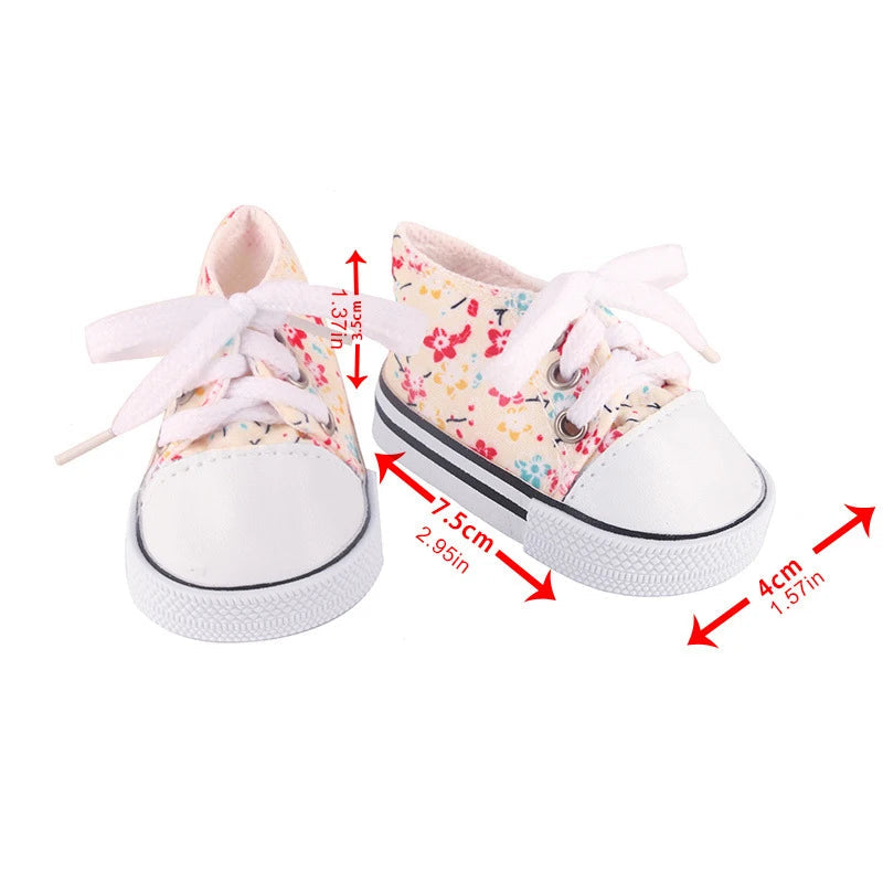 Floral Canvas "Converse" Inspired Shoes for 18 in Dolls