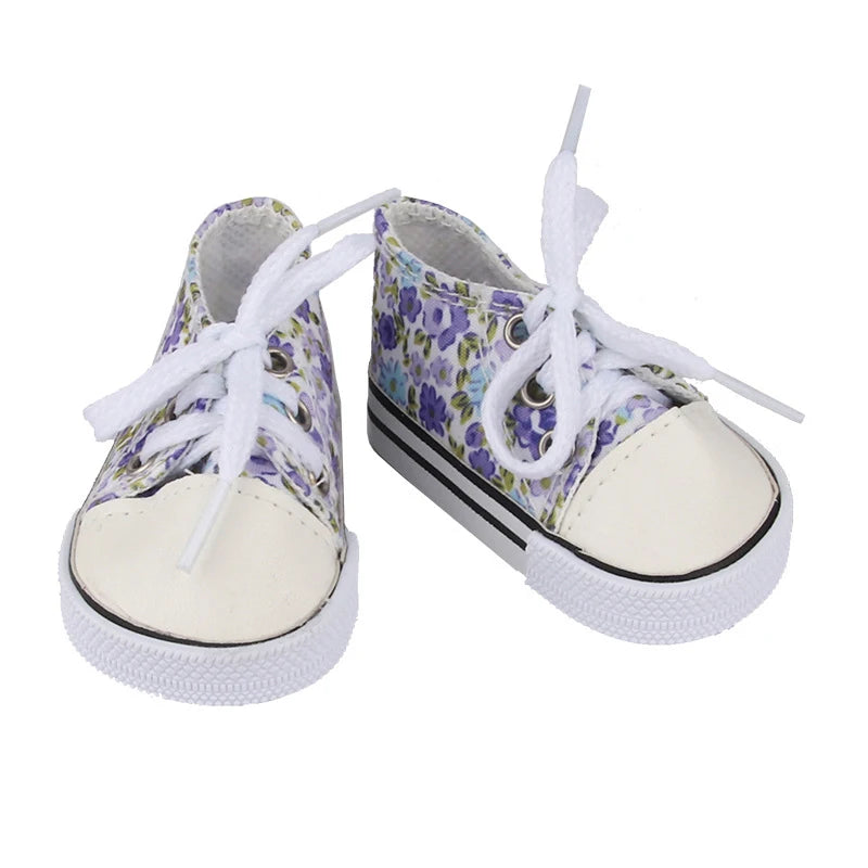 Floral Canvas "Converse" Inspired Shoes for 18 in Dolls