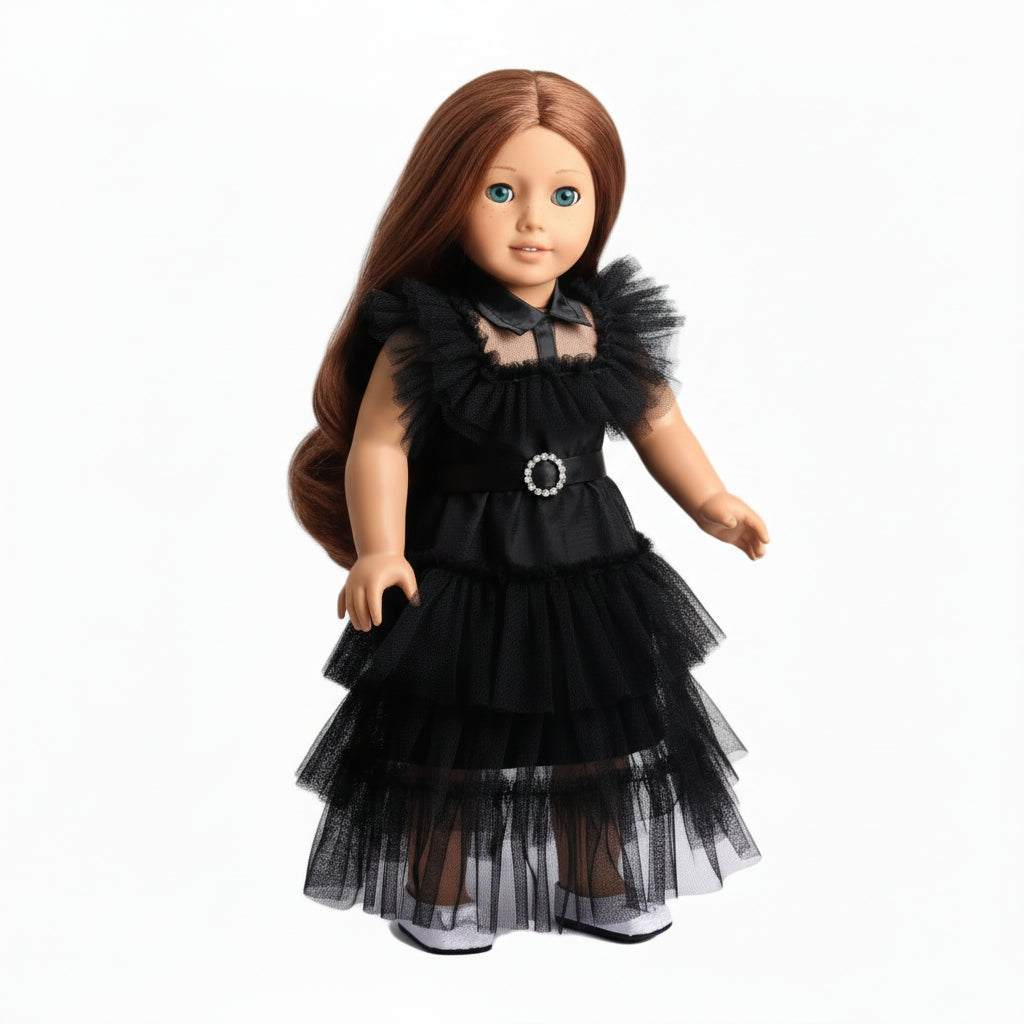 Black Tulle "Wednesday" Inspired Dress for 18 Inch Dolls