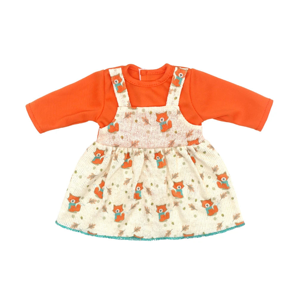 Orange Fox Print Pinafore Dress for 18 in Dolls