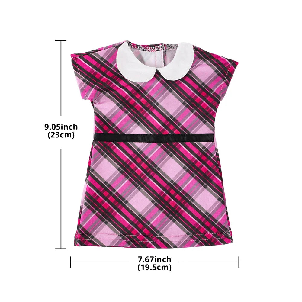 Pretty Pink and Purple Plaid Dress for 18 in Dolls
