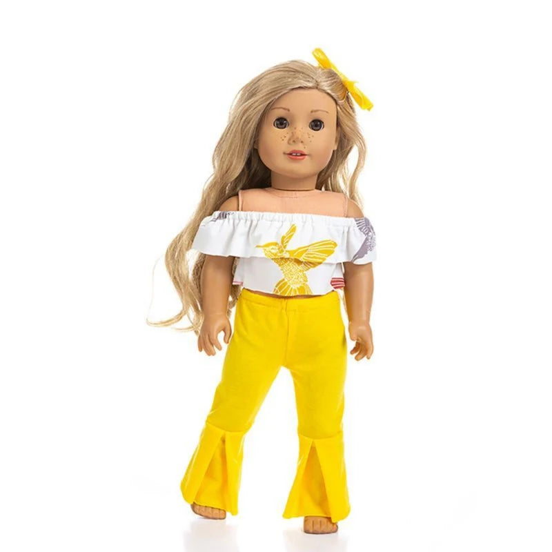 Off-The-Shoulder Top and Matching Flare Pants for 18 in Dolls