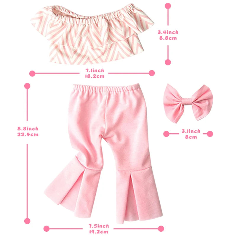 Off-The-Shoulder Top and Matching Flare Pants for 18 in Dolls