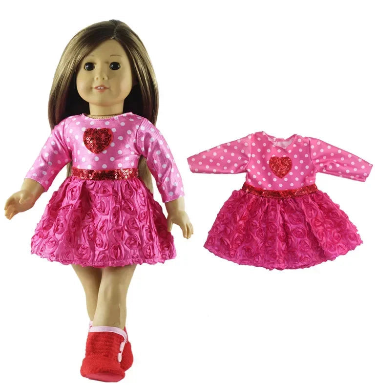 Pink Hearts and Roses Dress for 18 Inch Dolls