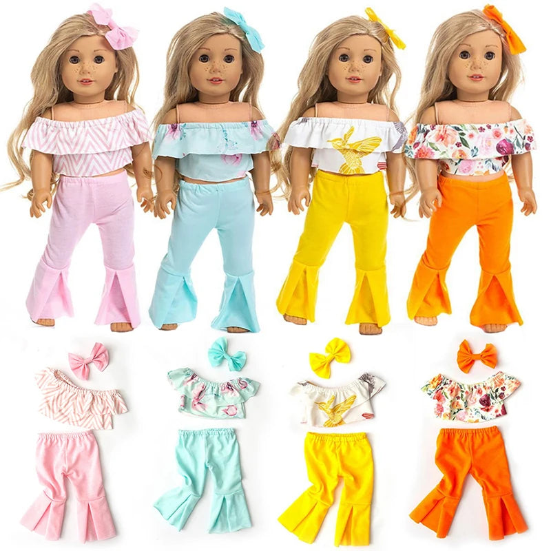 Off-The-Shoulder Top and Matching Flare Pants for 18 in Dolls
