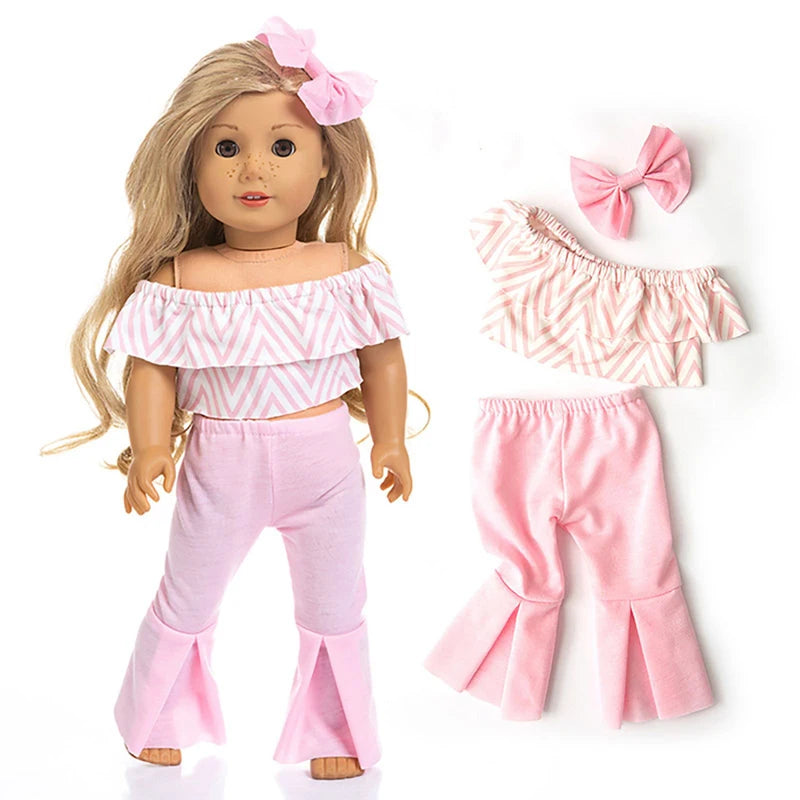 Off-The-Shoulder Top and Matching Flare Pants for 18 in Dolls