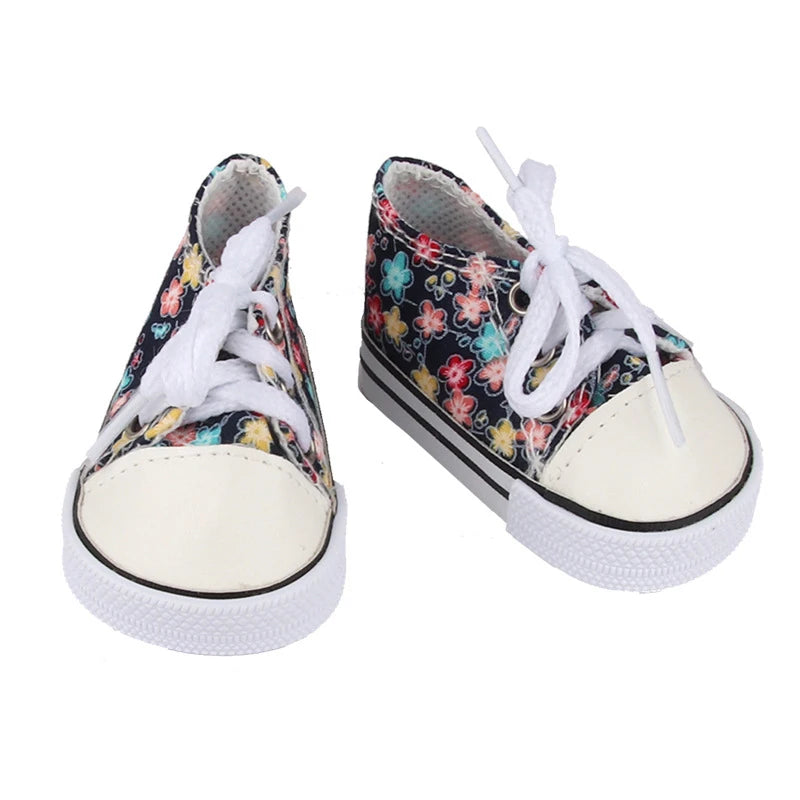 Floral Canvas "Converse" Inspired Shoes for 18 in Dolls