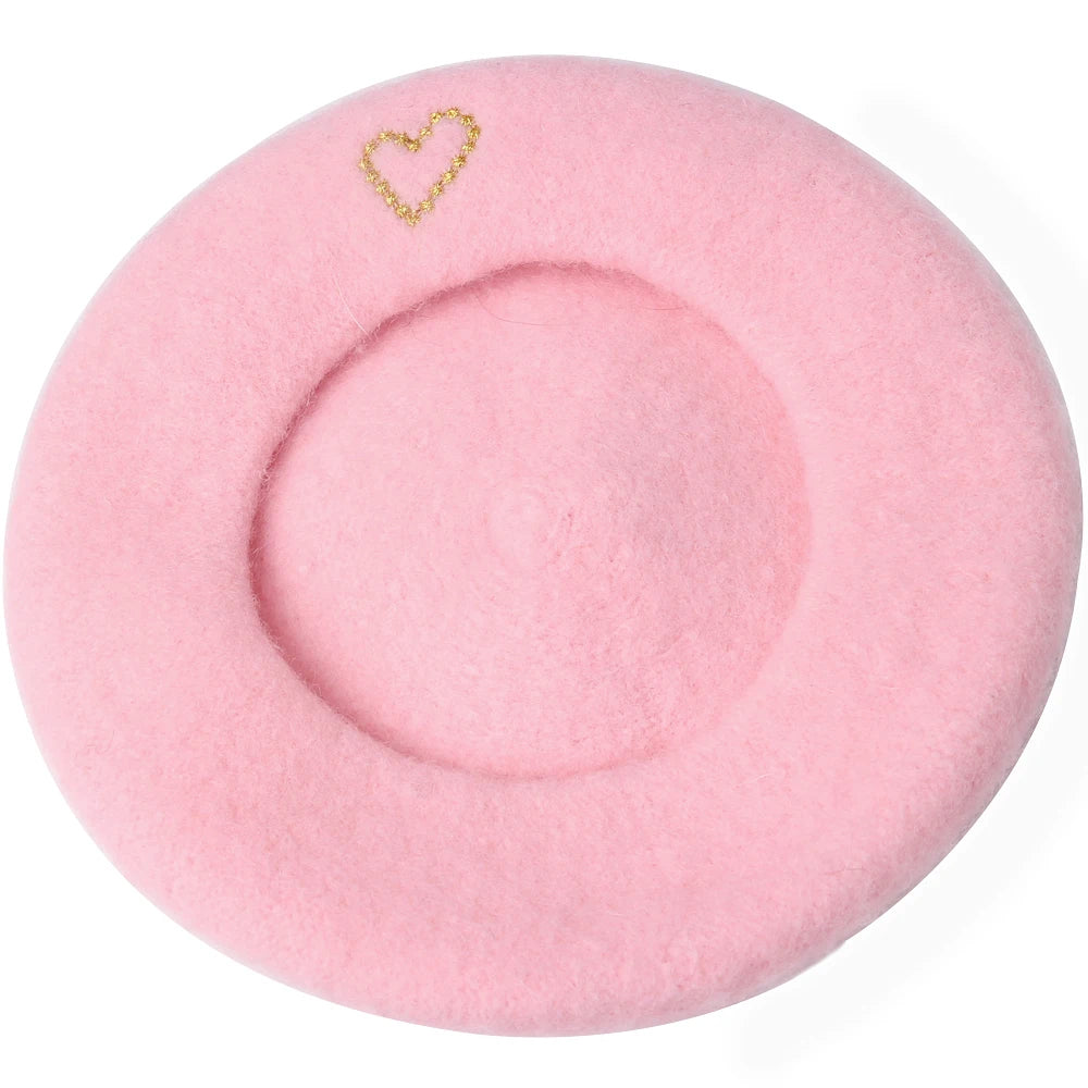 Sweet Heart Embroidered Beret for 18 in Dolls
