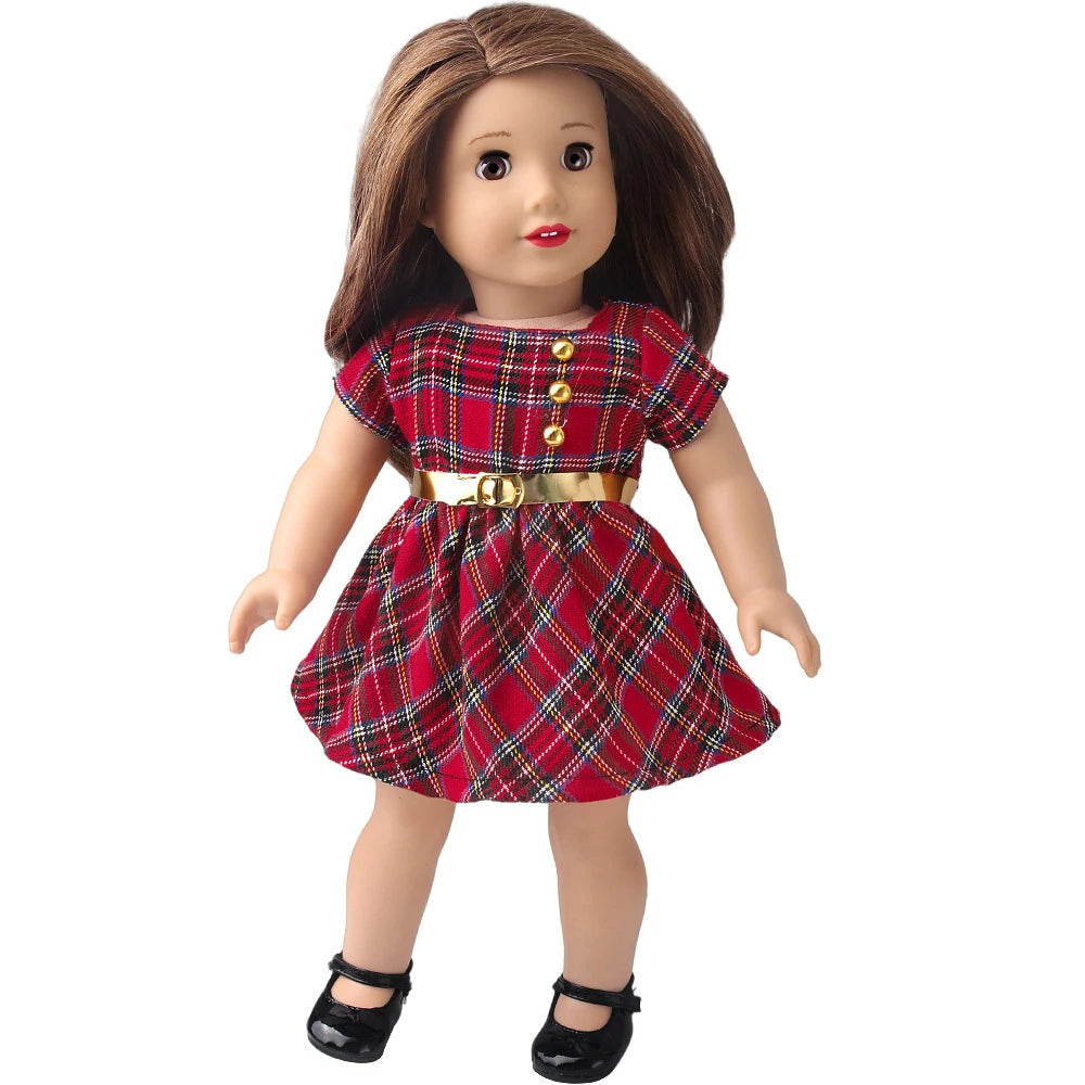 Holiday Plaid Party Dress for 18 in Dolls