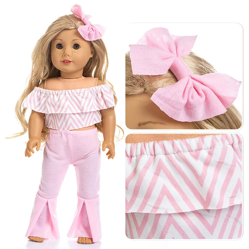 Off-The-Shoulder Top and Matching Flare Pants for 18 in Dolls